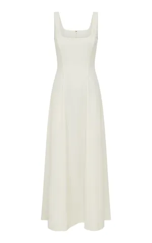Adaline Midi Dress in Ivory Soft Wool
