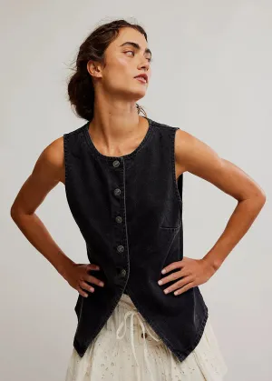 Aimee Denim Vest - Black