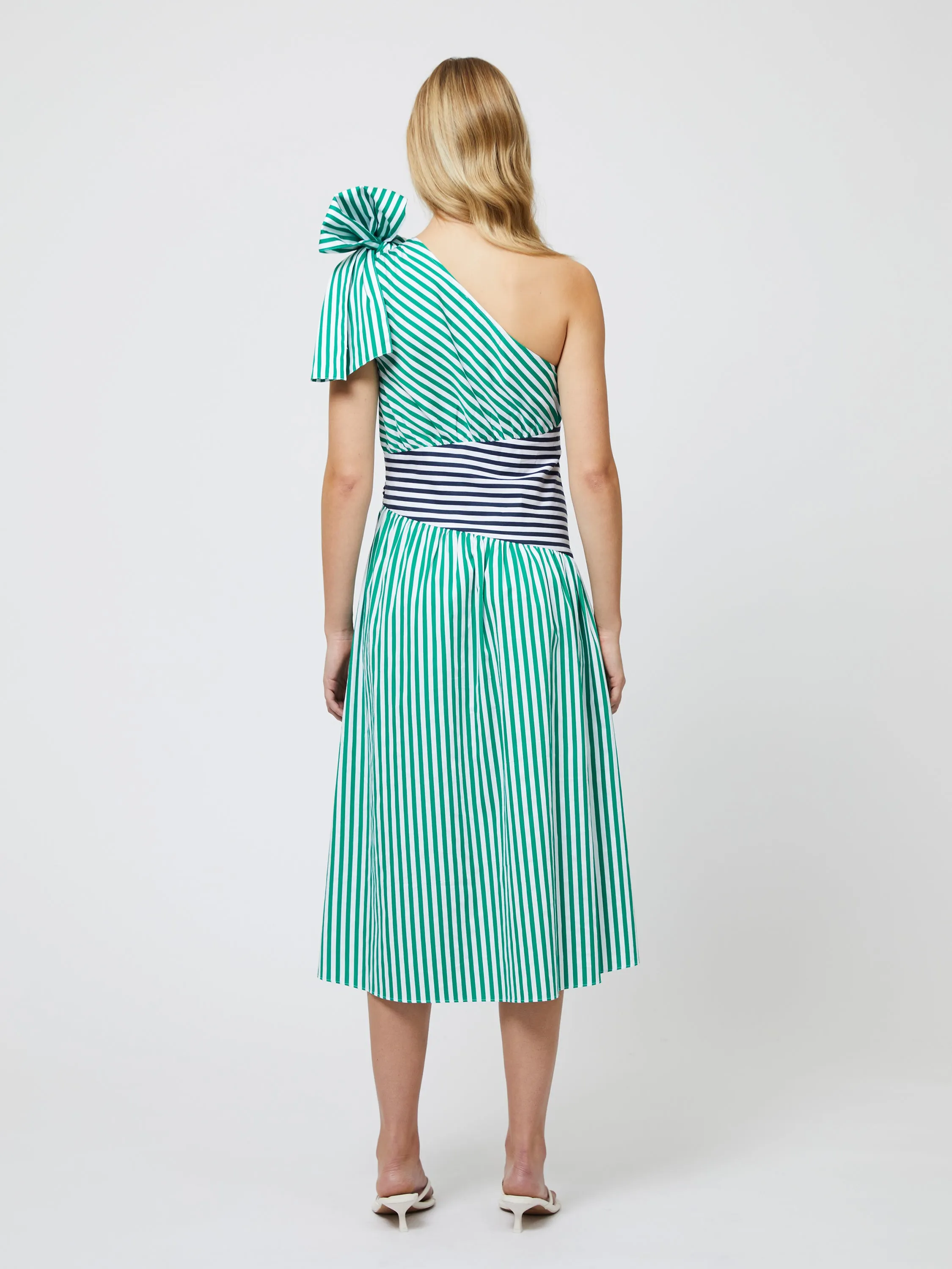 Alexis Cotton One Shoulder Striped Dress