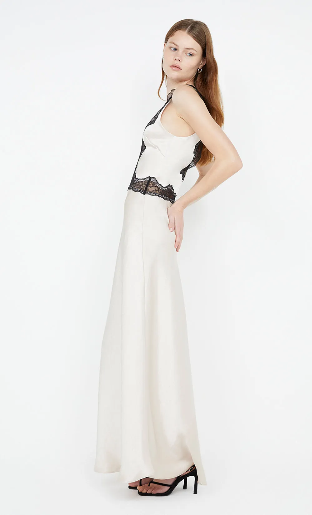 ALLEGRA LACE TRIM DRESS - SAND/BLACK