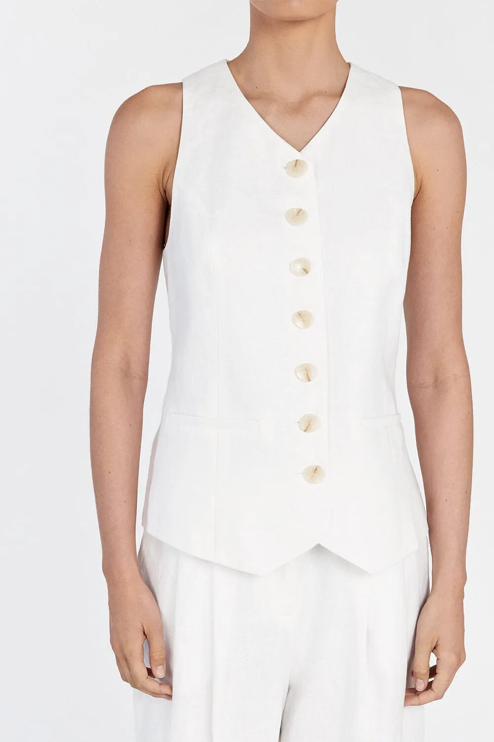 ALONDRA WHITE LINEN VEST