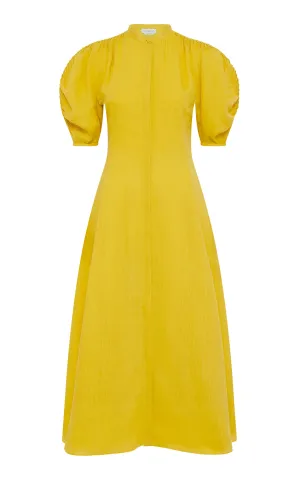 Arabella Shirtdress in Goldenrod Aloe Linen