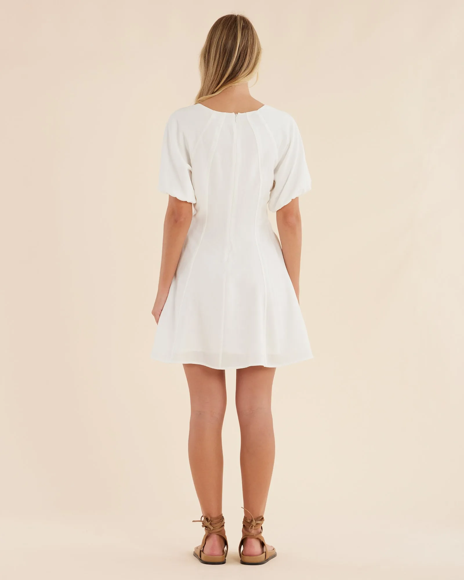 Auguste Puff Sleeve Mini Dress - Ivory