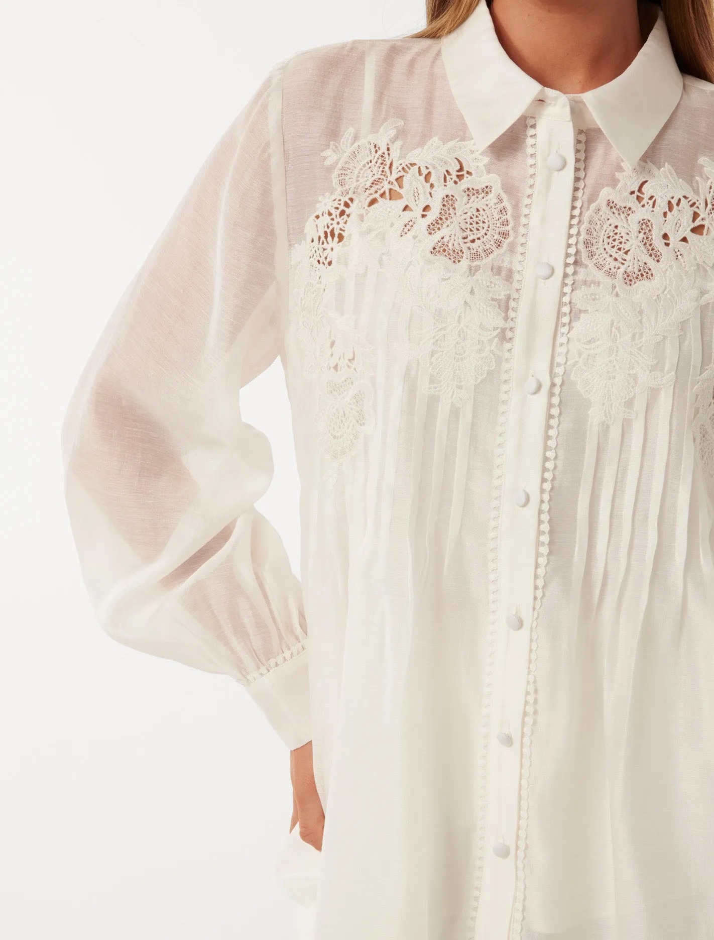Azura Embroidered Shirt With Tucks