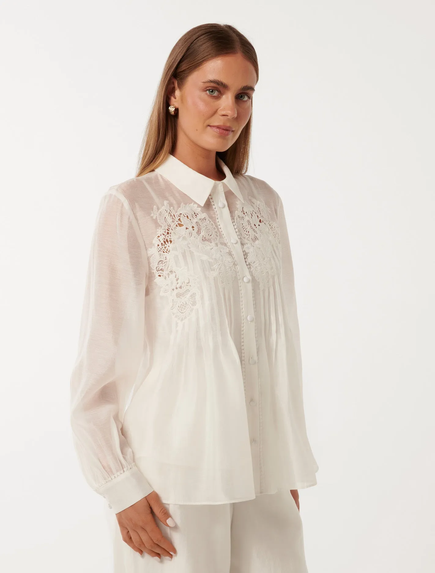 Azura Embroidered Shirt With Tucks