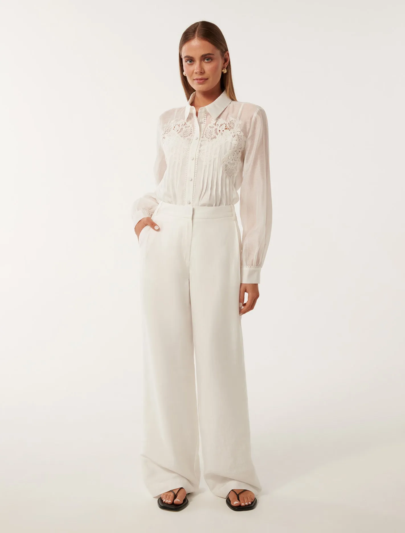 Azura Embroidered Shirt With Tucks
