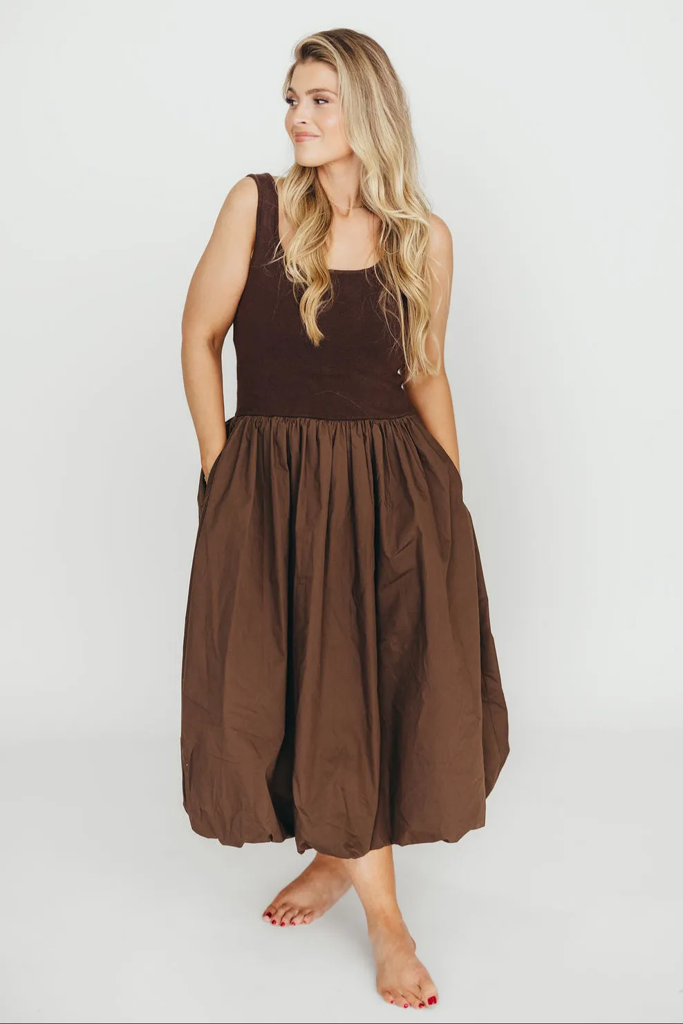 Betty Midi Dress in Brown
