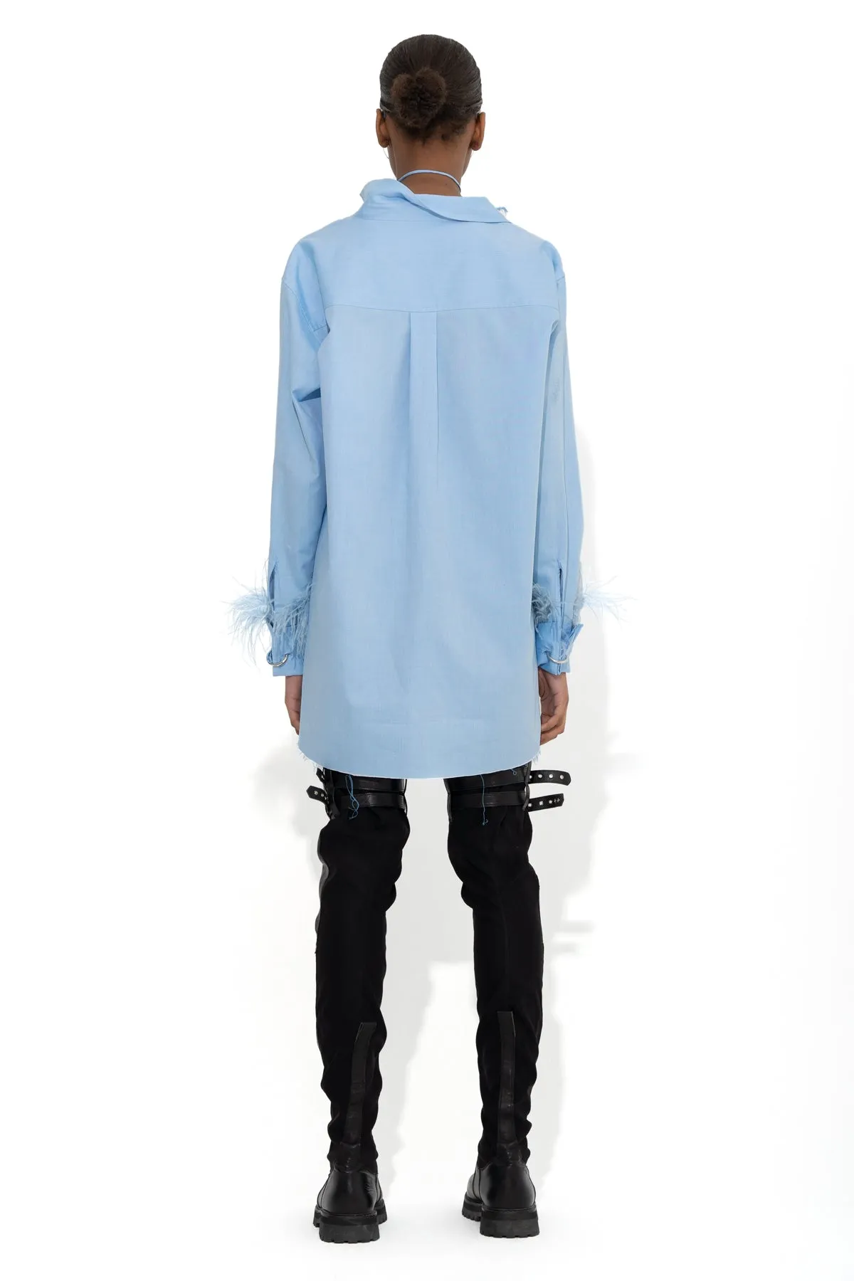 BLUE FEATHER CUFF SHIRT