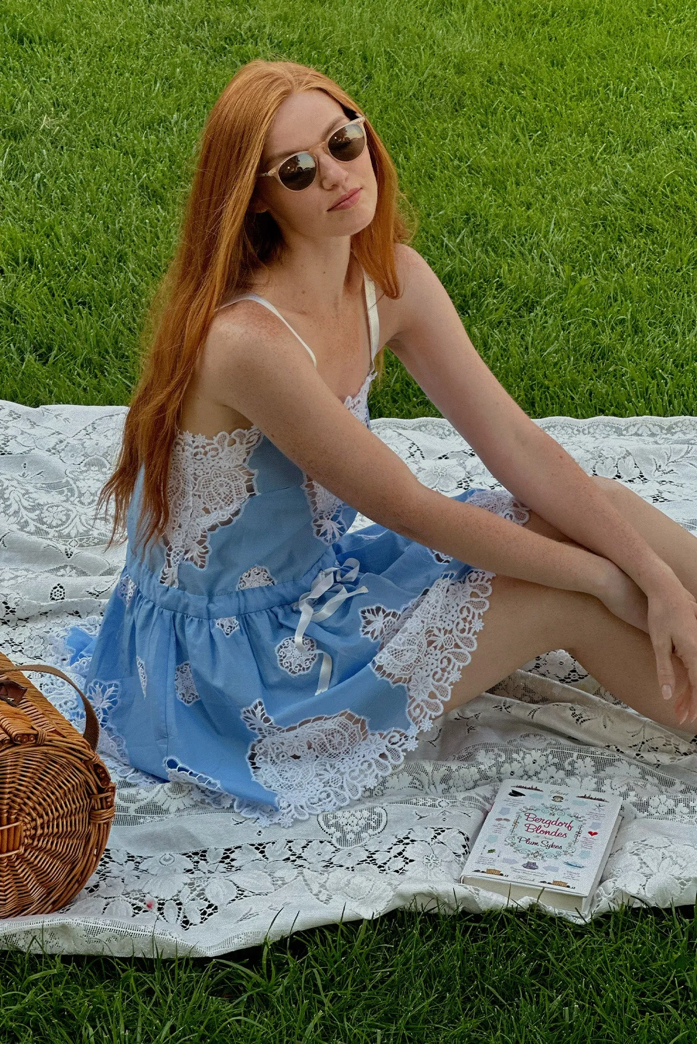 Brielle Versailles Cotton Embroidery Mini Dress - Periwinkle