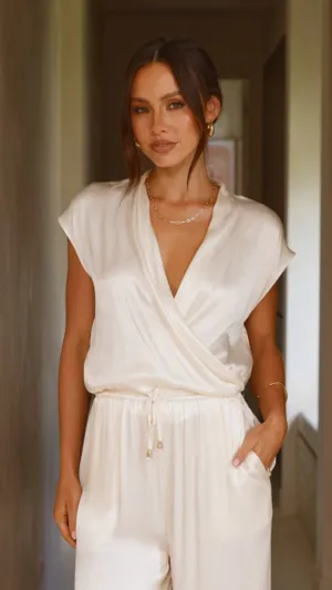 Brylee V Neck Top - Cream