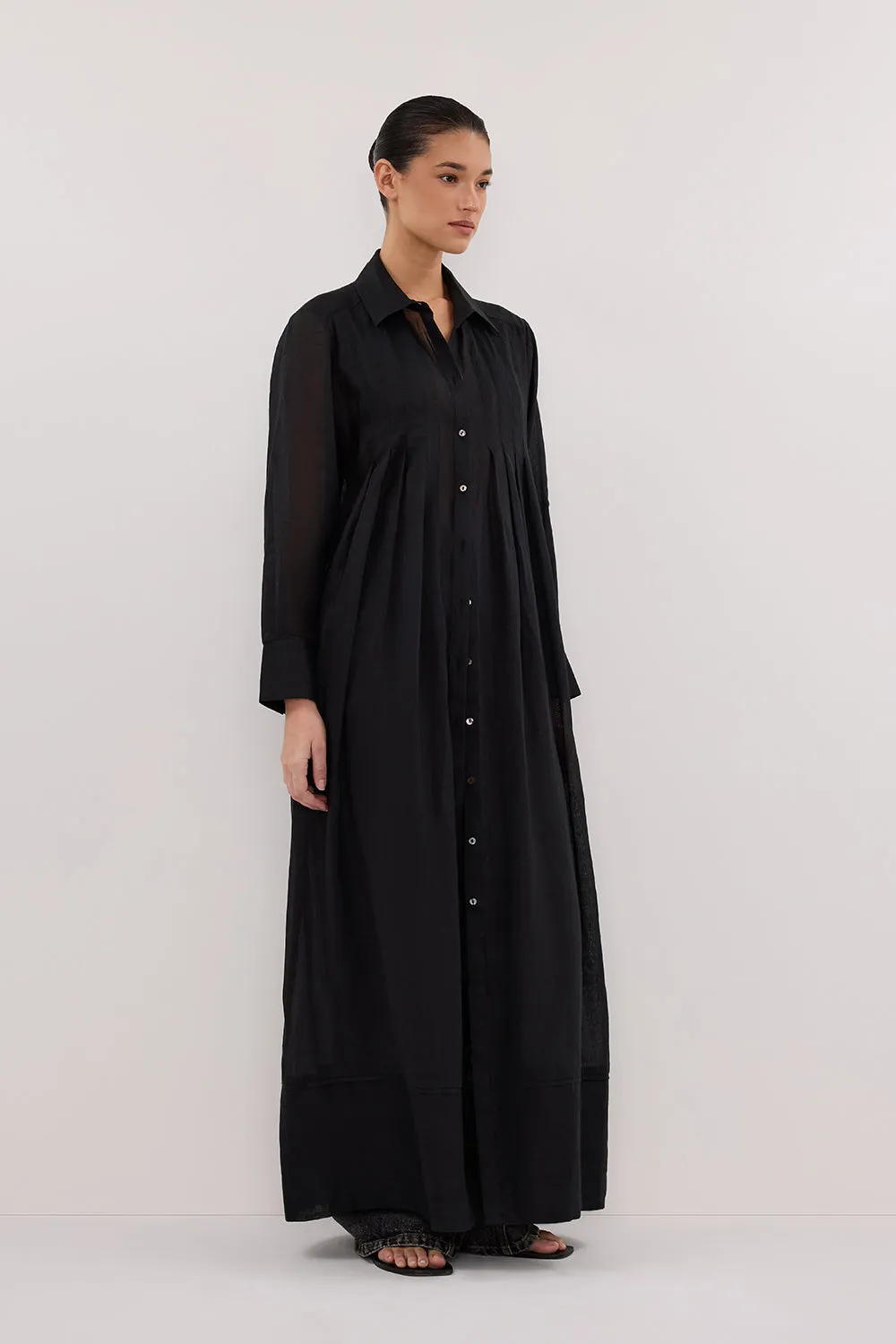 CARMEL BLACK RAMIE SHIRT DRESS
