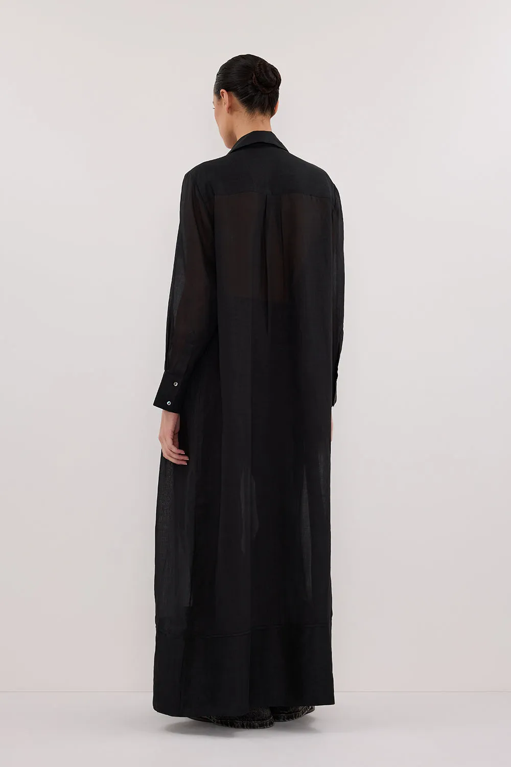 CARMEL BLACK RAMIE SHIRT DRESS