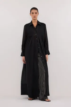 CARMEL BLACK RAMIE SHIRT DRESS