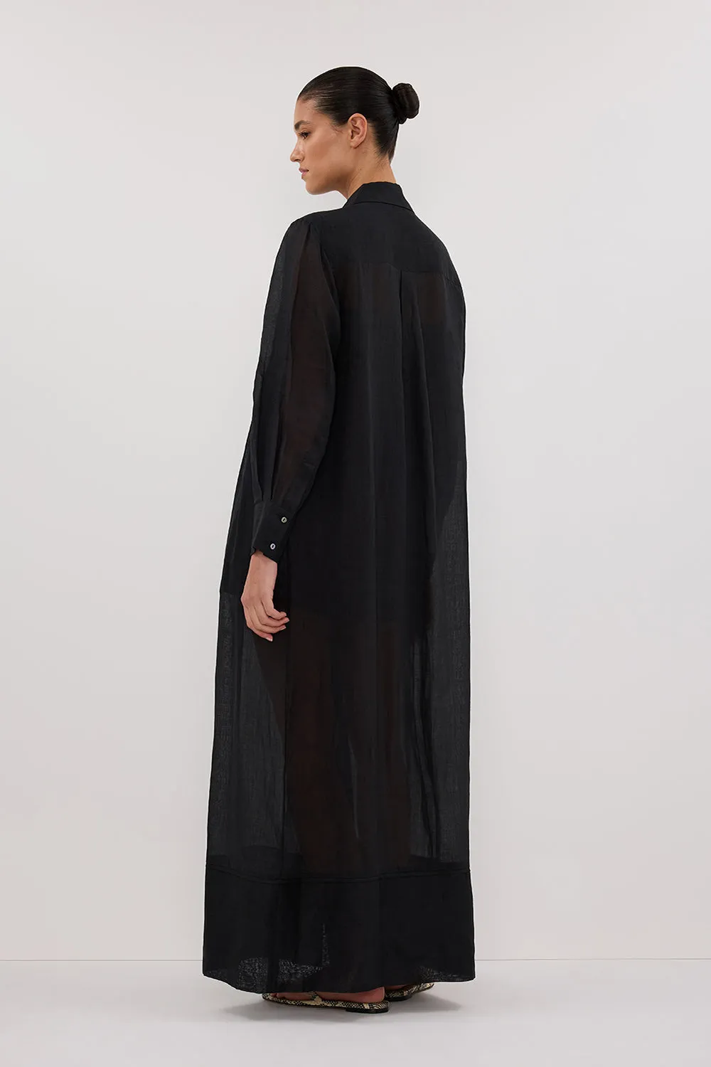 CARMEL BLACK RAMIE SHIRT DRESS