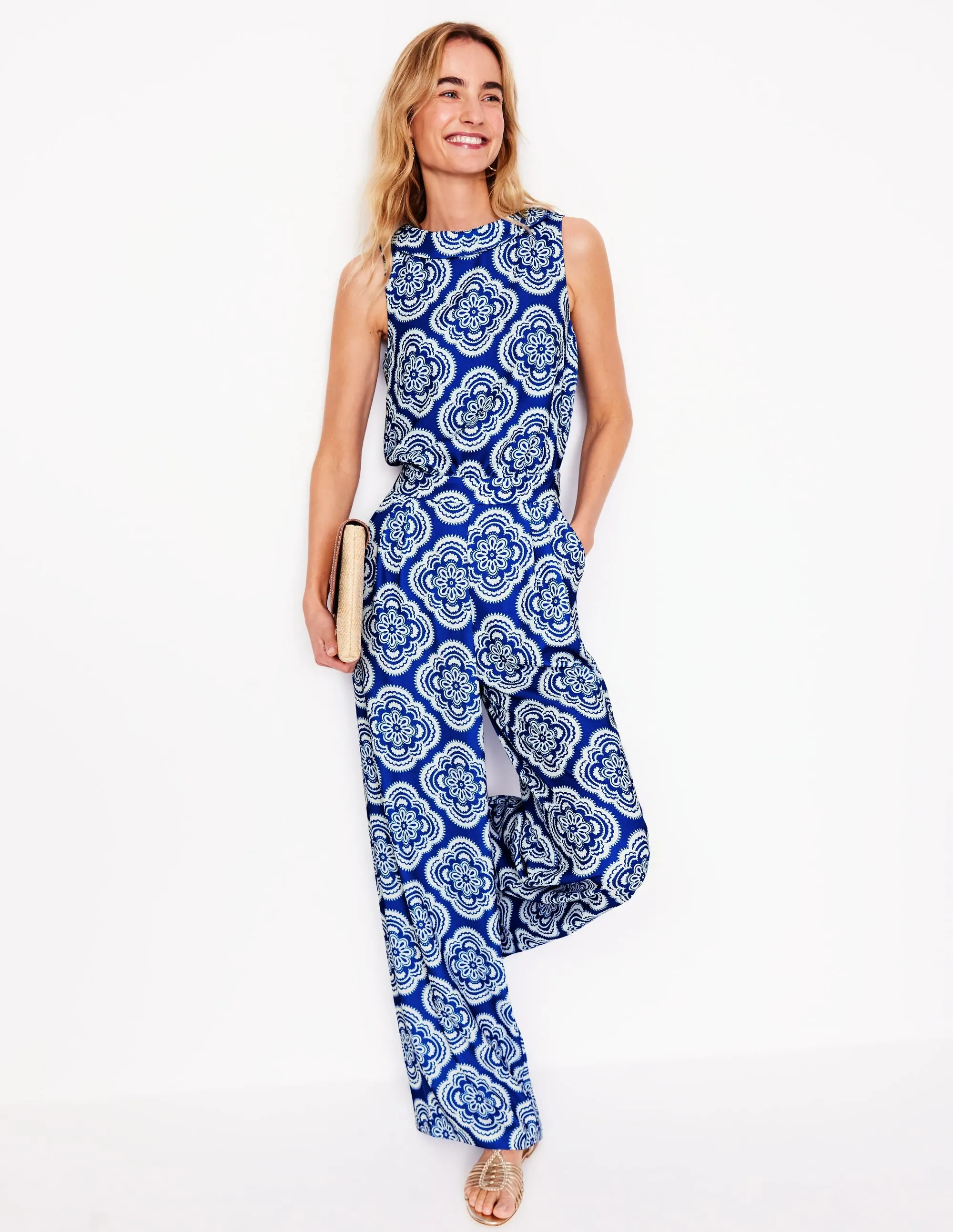 Clarissa Jumpsuit-Gallery Blue. Botanic Blush