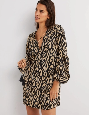 Cotton Jersey Kaftan-Black. Ikat
