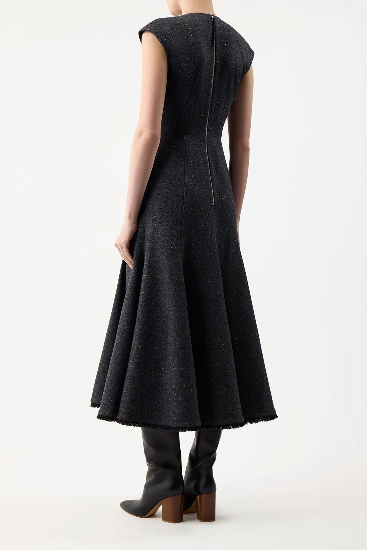 Crowther Dress in Slate Multi Cashmere Virgin Wool