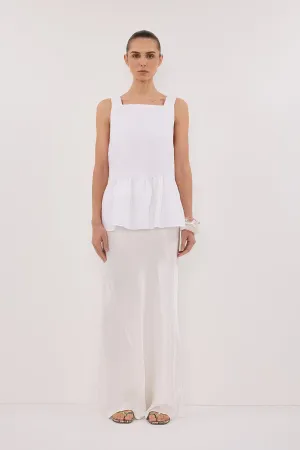 DAISY WHITE LINEN PEPLUM TOP