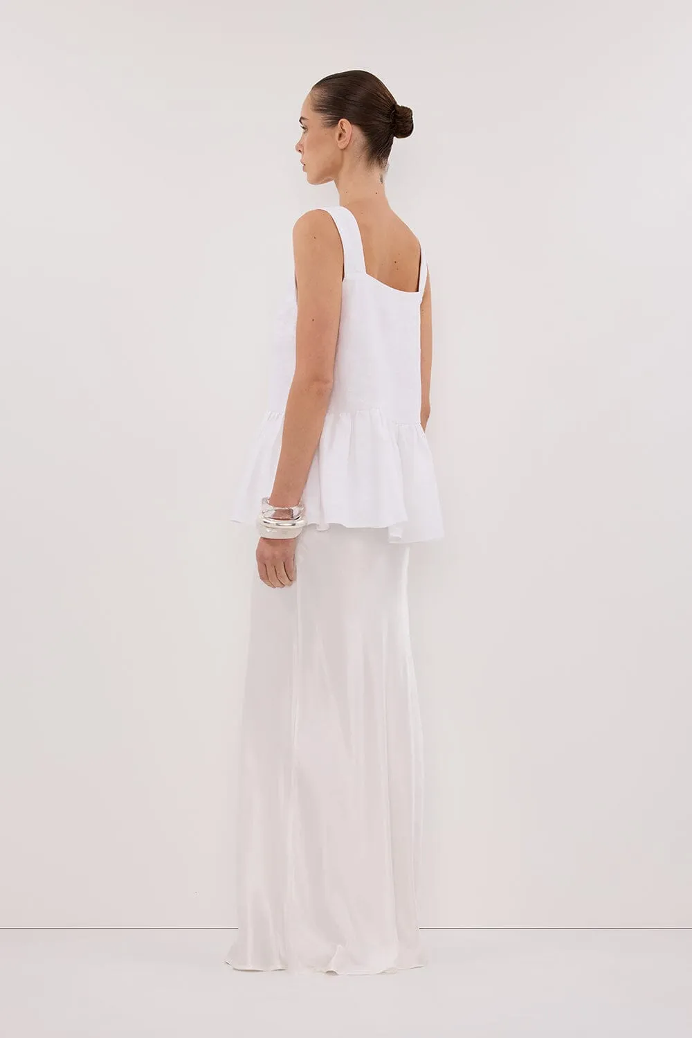 DAISY WHITE LINEN PEPLUM TOP