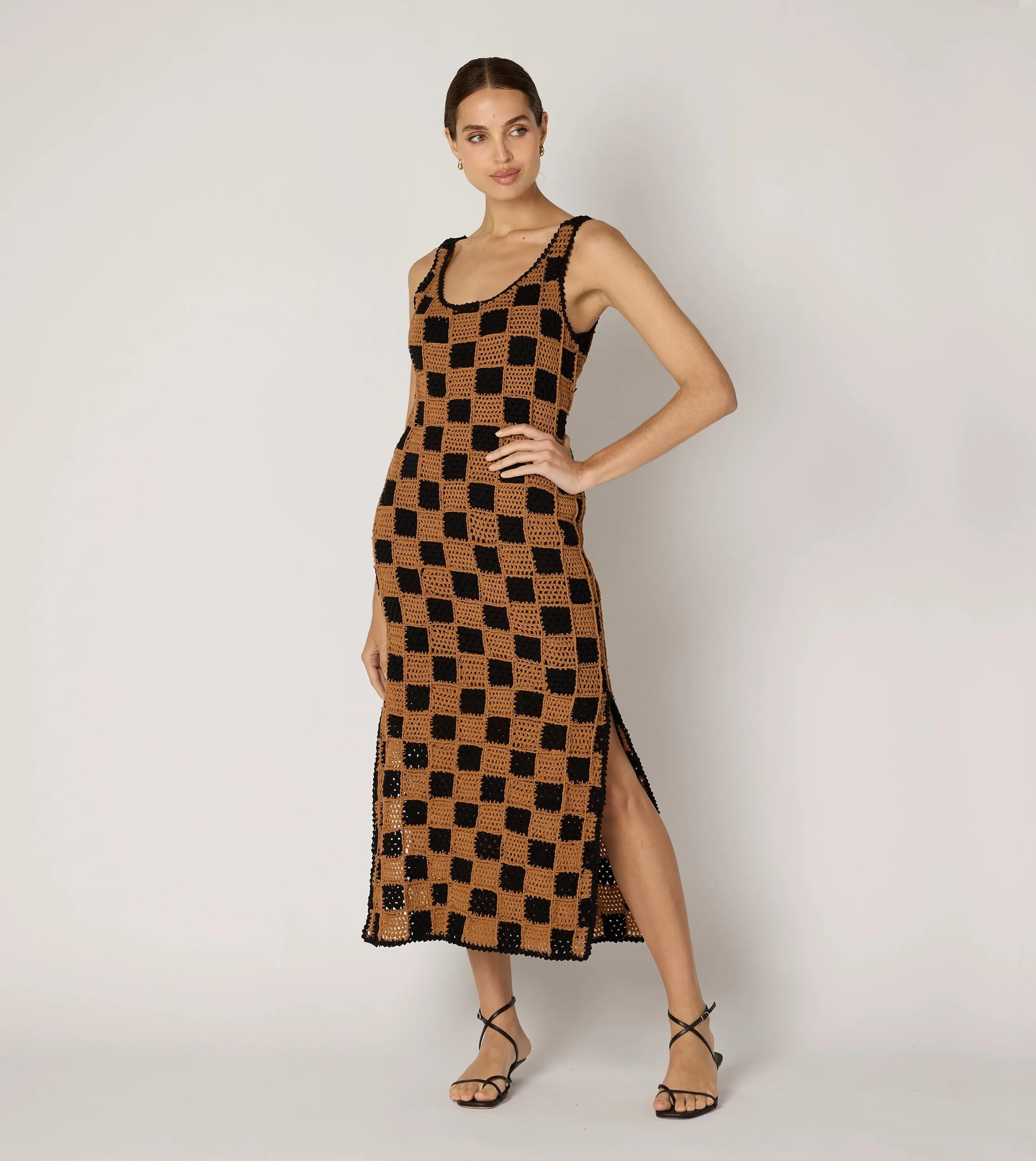 Danika Crochet Dress | Black/Brown