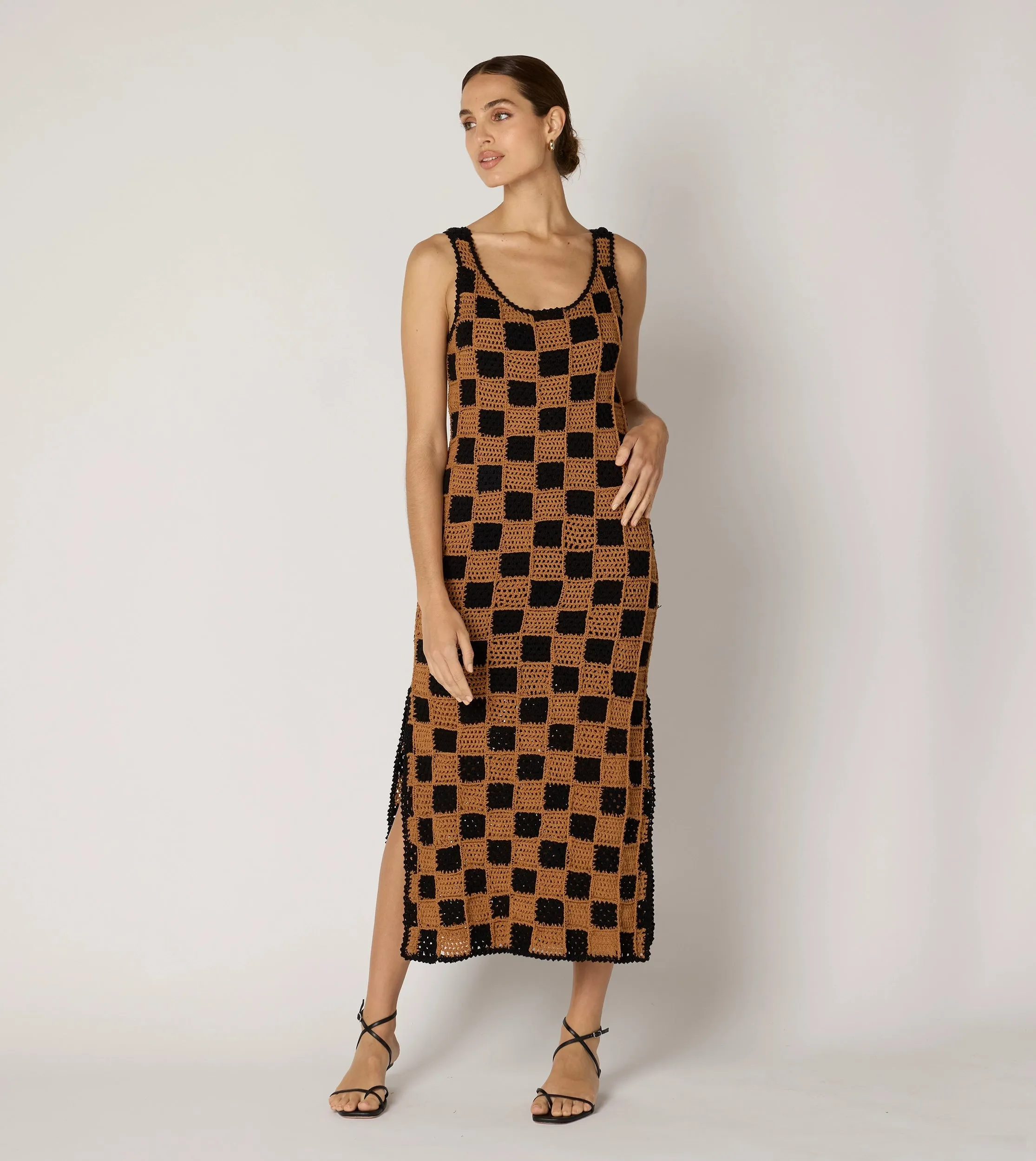 Danika Crochet Dress | Black/Brown
