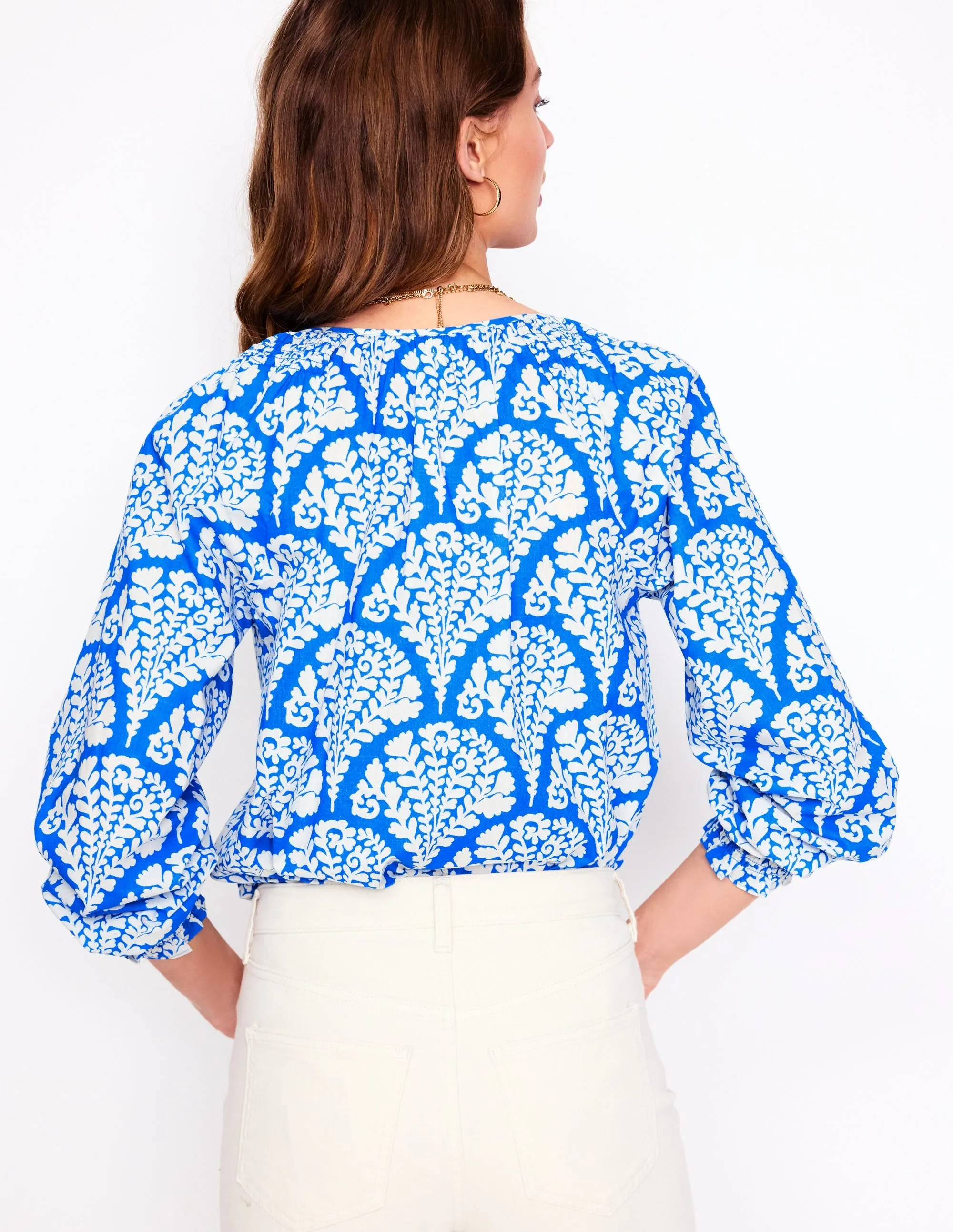 Easy Cotton Blouse-Cerulean Blue. Blossomy