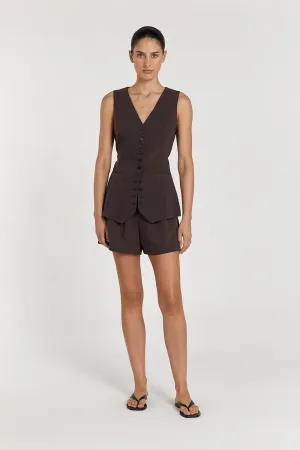 ELLE DARK CHOCOLATE TAILORED SHORT