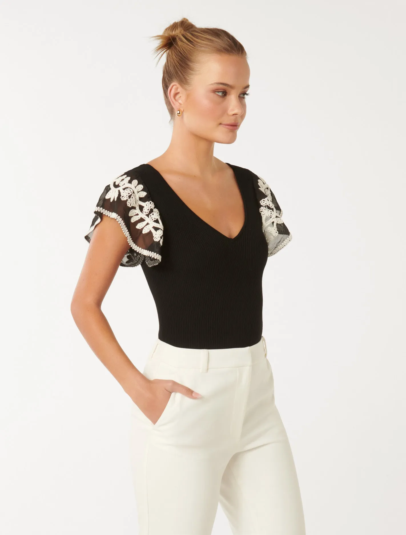 Elodie Frill Sleeve Knit Tank Top