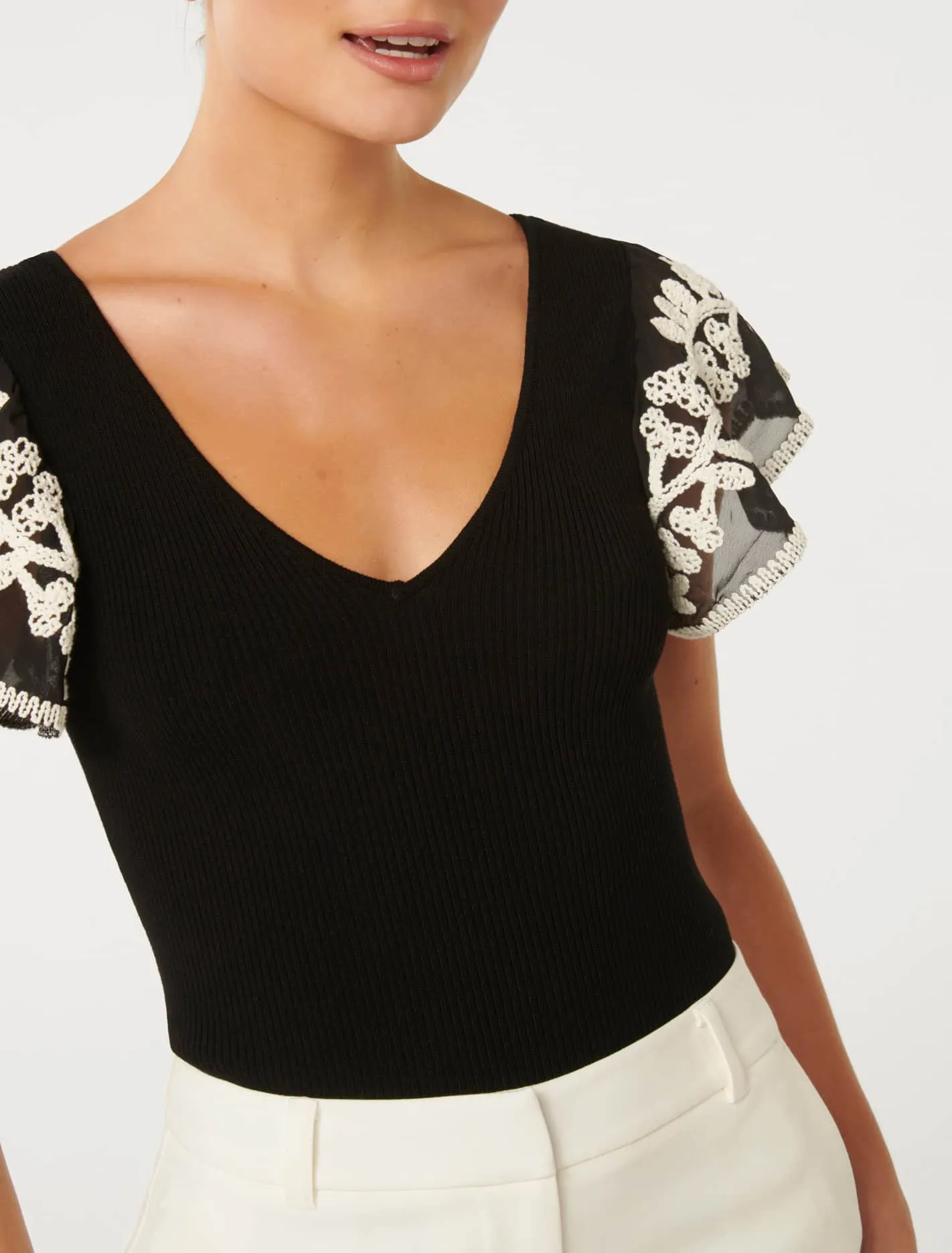Elodie Frill Sleeve Knit Tank Top