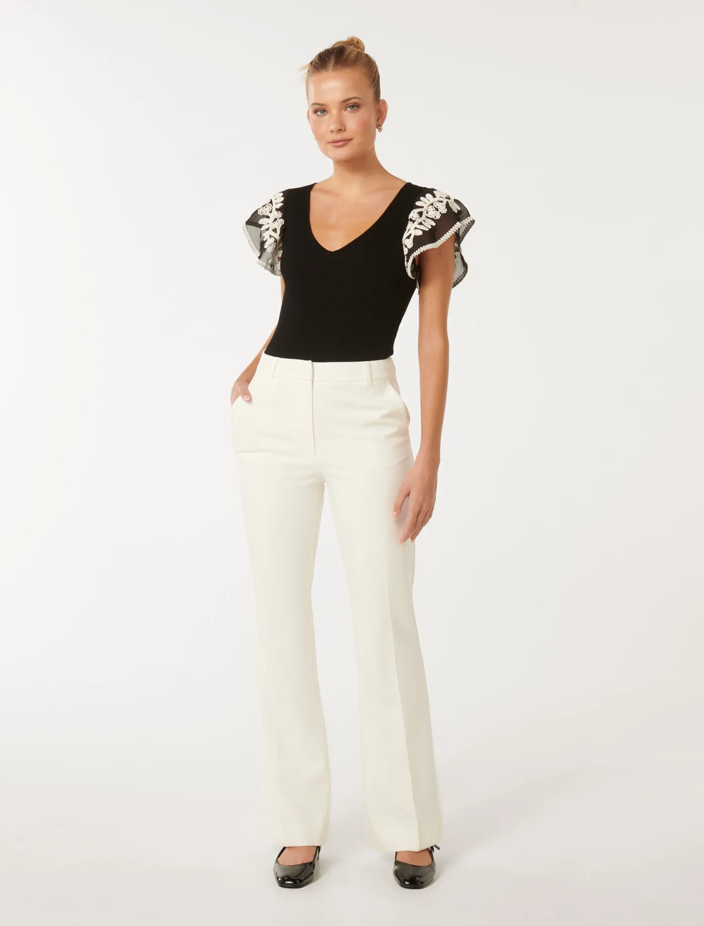 Elodie Frill Sleeve Knit Tank Top