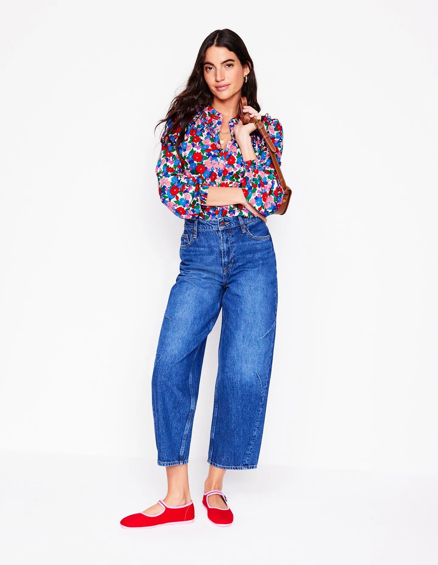 Fay Smocked Jersey Shirt-Painterly Meadow