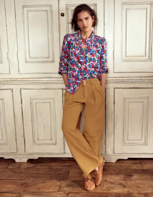 Fay Smocked Jersey Shirt-Painterly Meadow