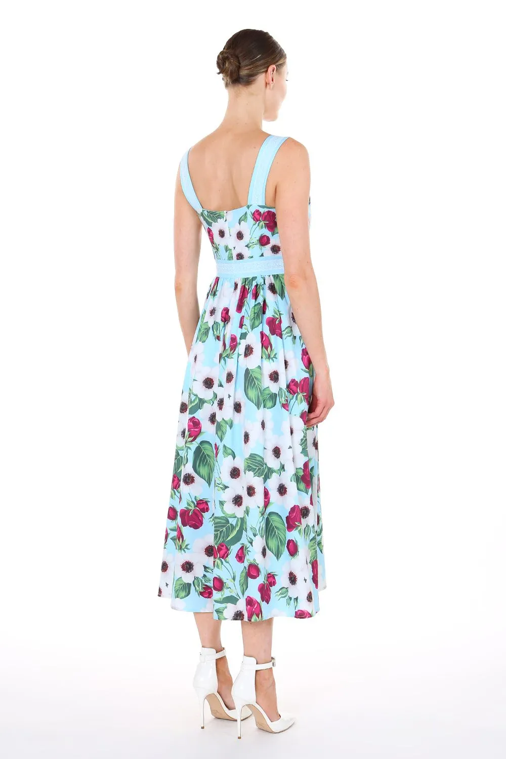 Floral Sleeveless Strap Midi Dress