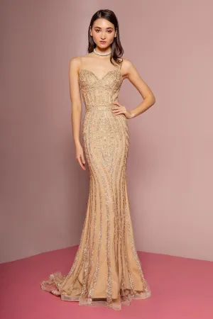 Formal Sweetheart Long Prom Dress All Beaded