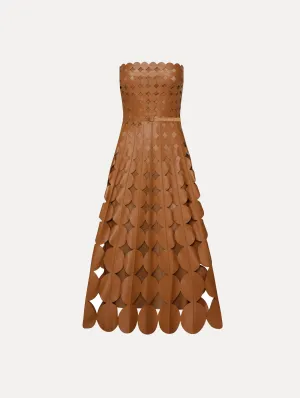 Geometric Circle Cutout Leather Dress