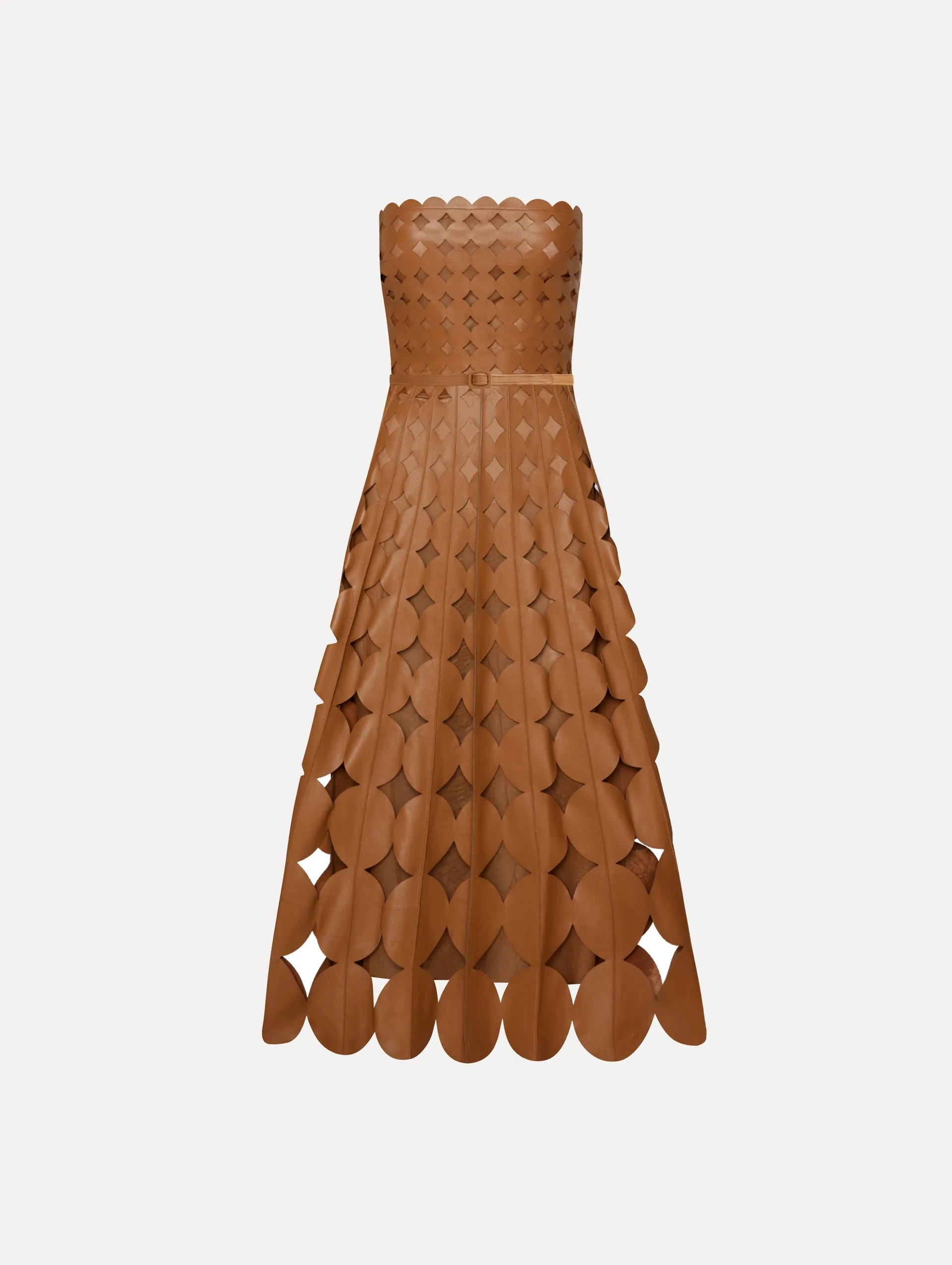 Geometric Circle Cutout Leather Dress