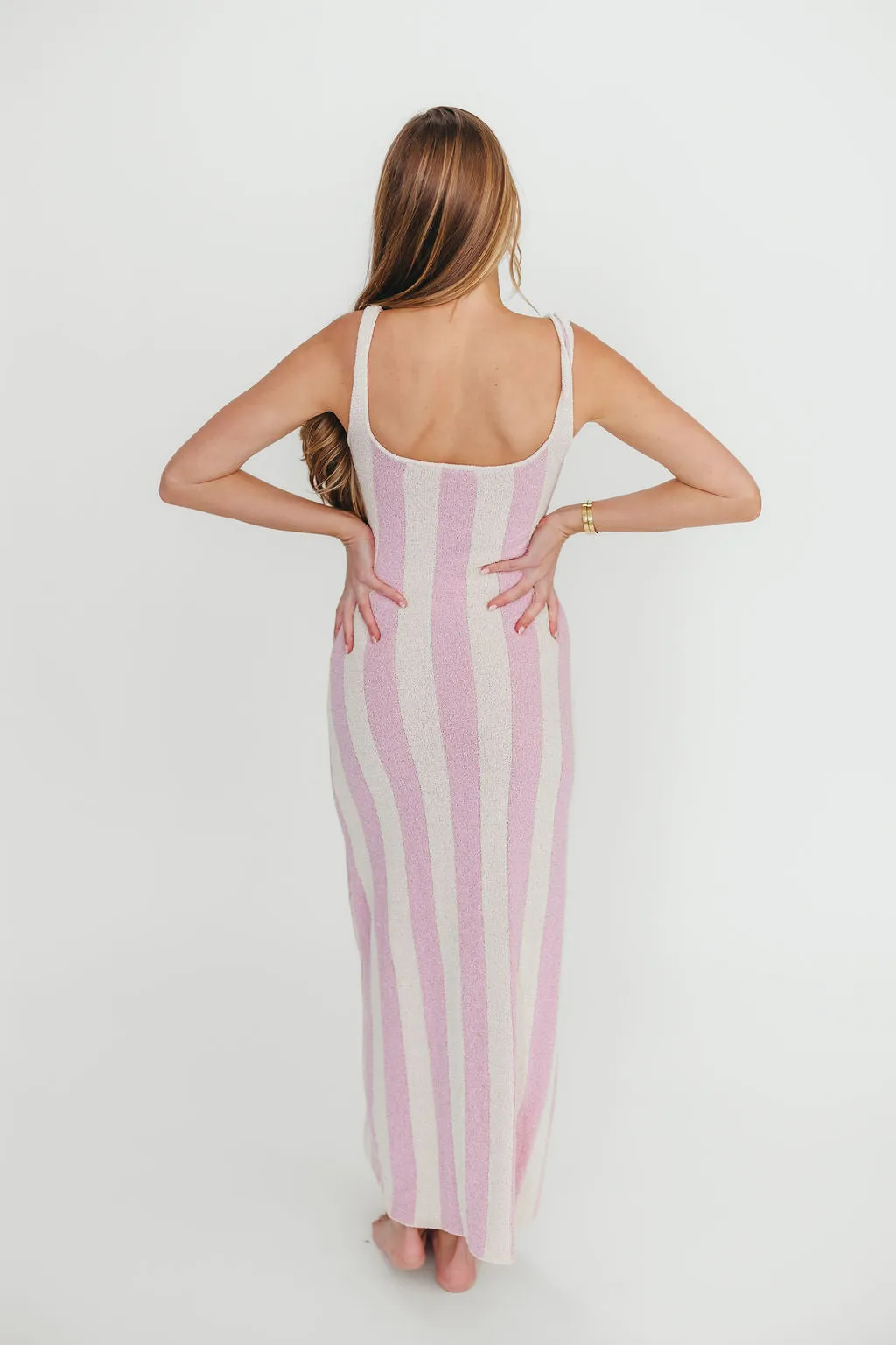 Gianna Striped Sweater Maxi Dress in Pink/Ivory