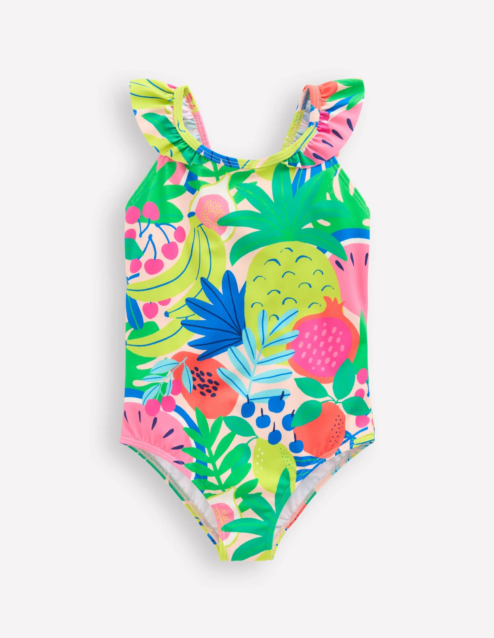 Hallie Frill Strap Swimsuit-Multi Tropical Fruit