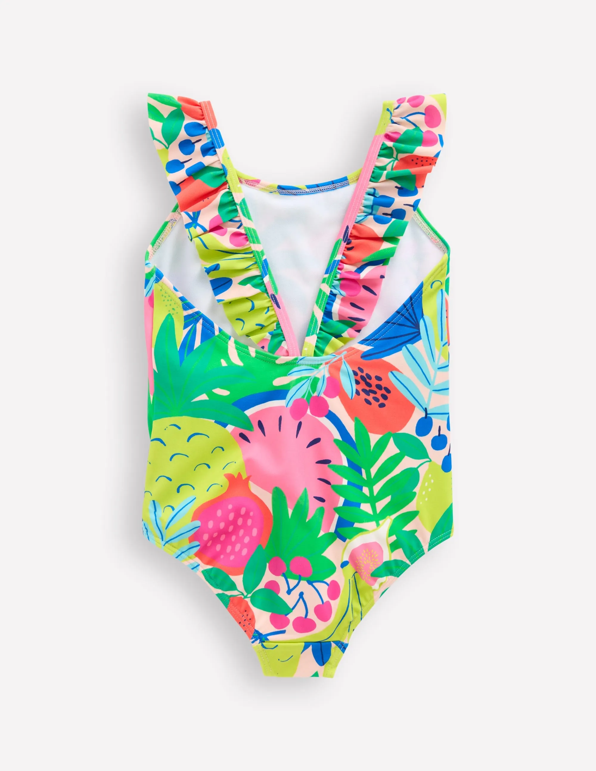 Hallie Frill Strap Swimsuit-Multi Tropical Fruit