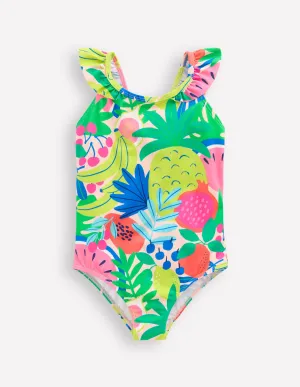 Hallie Frill Strap Swimsuit-Multi Tropical Fruit