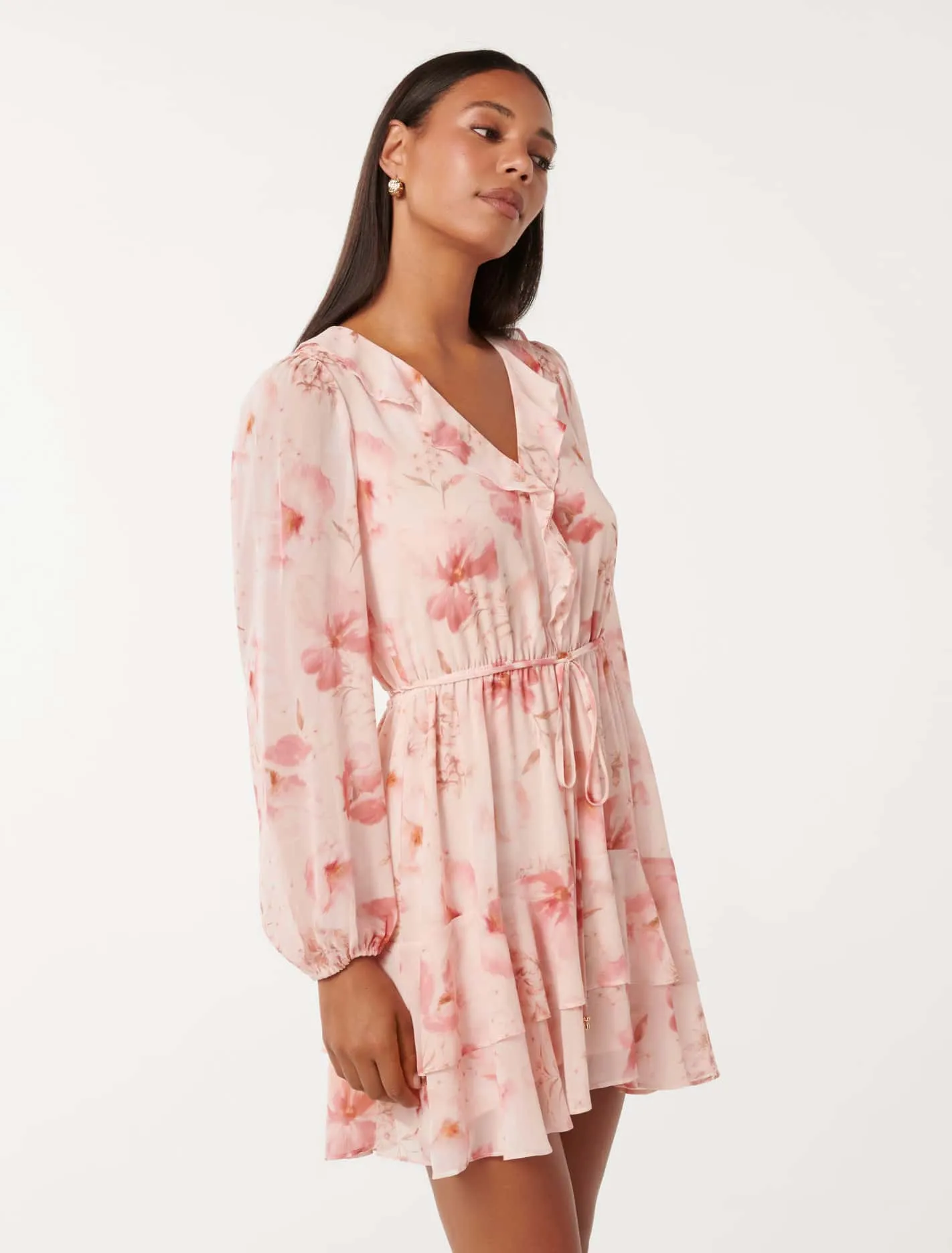 Heather Ruffle Long Sleeve Mini Dress