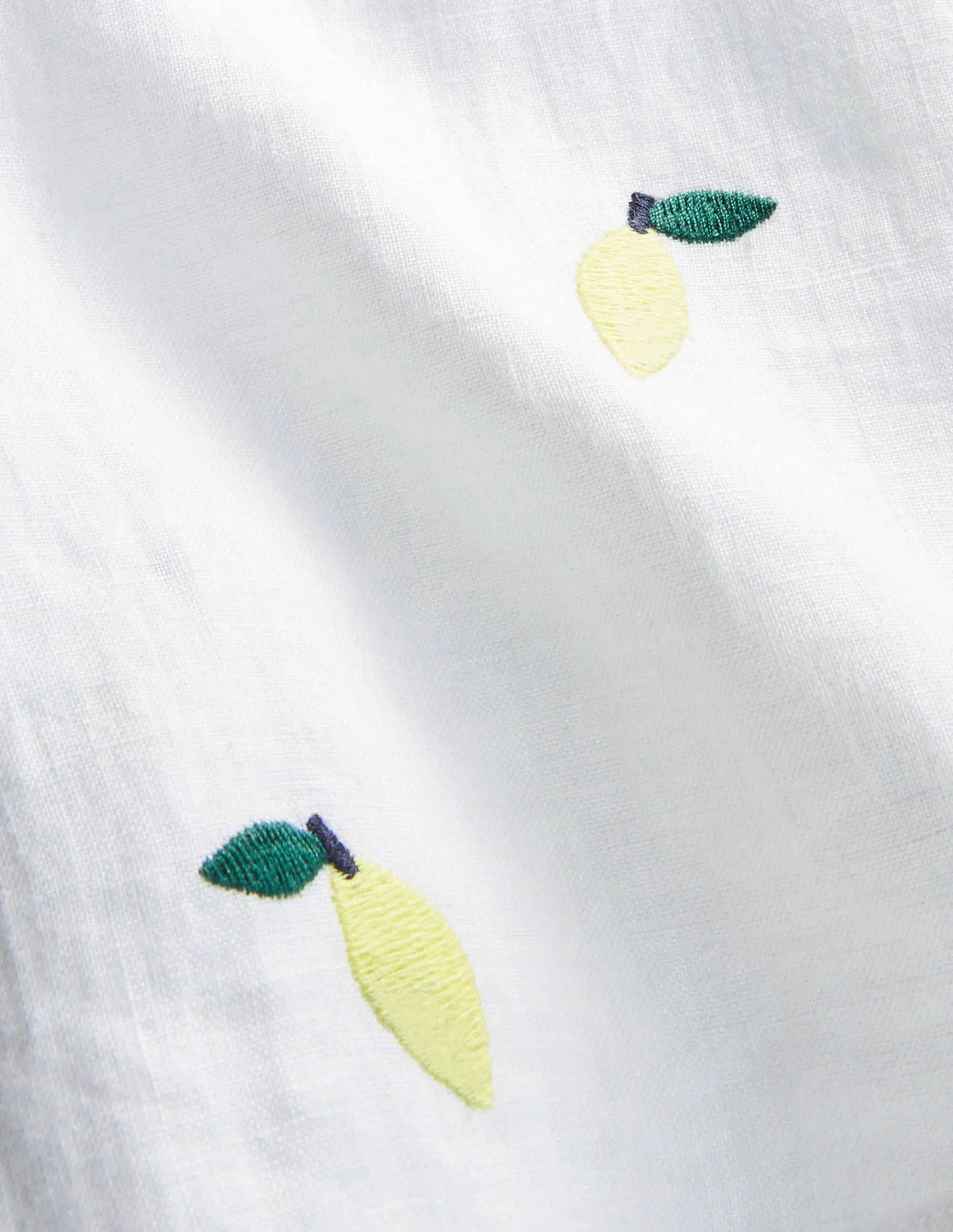 Hornsea Linen Shorts-White with Lemons