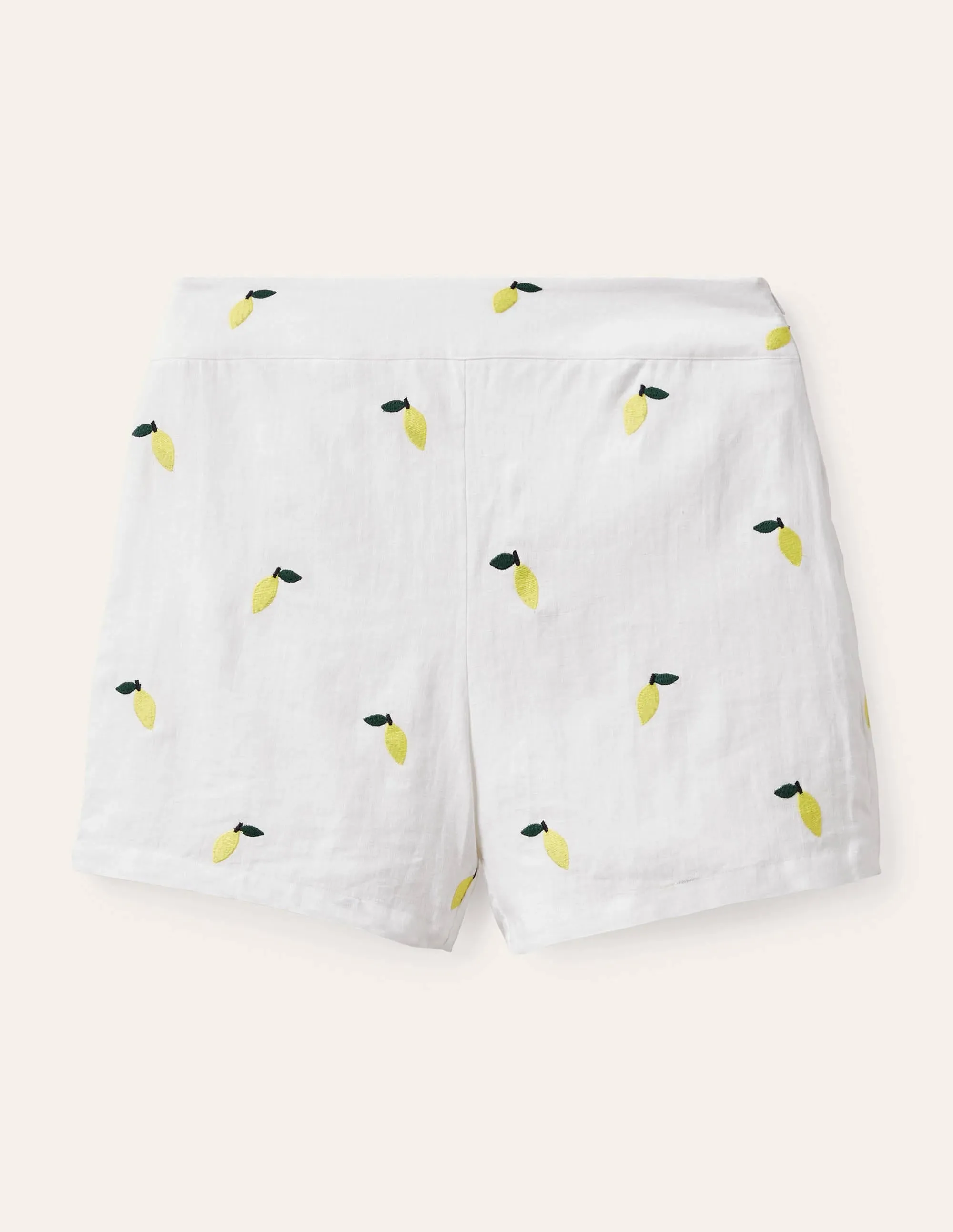Hornsea Linen Shorts-White with Lemons