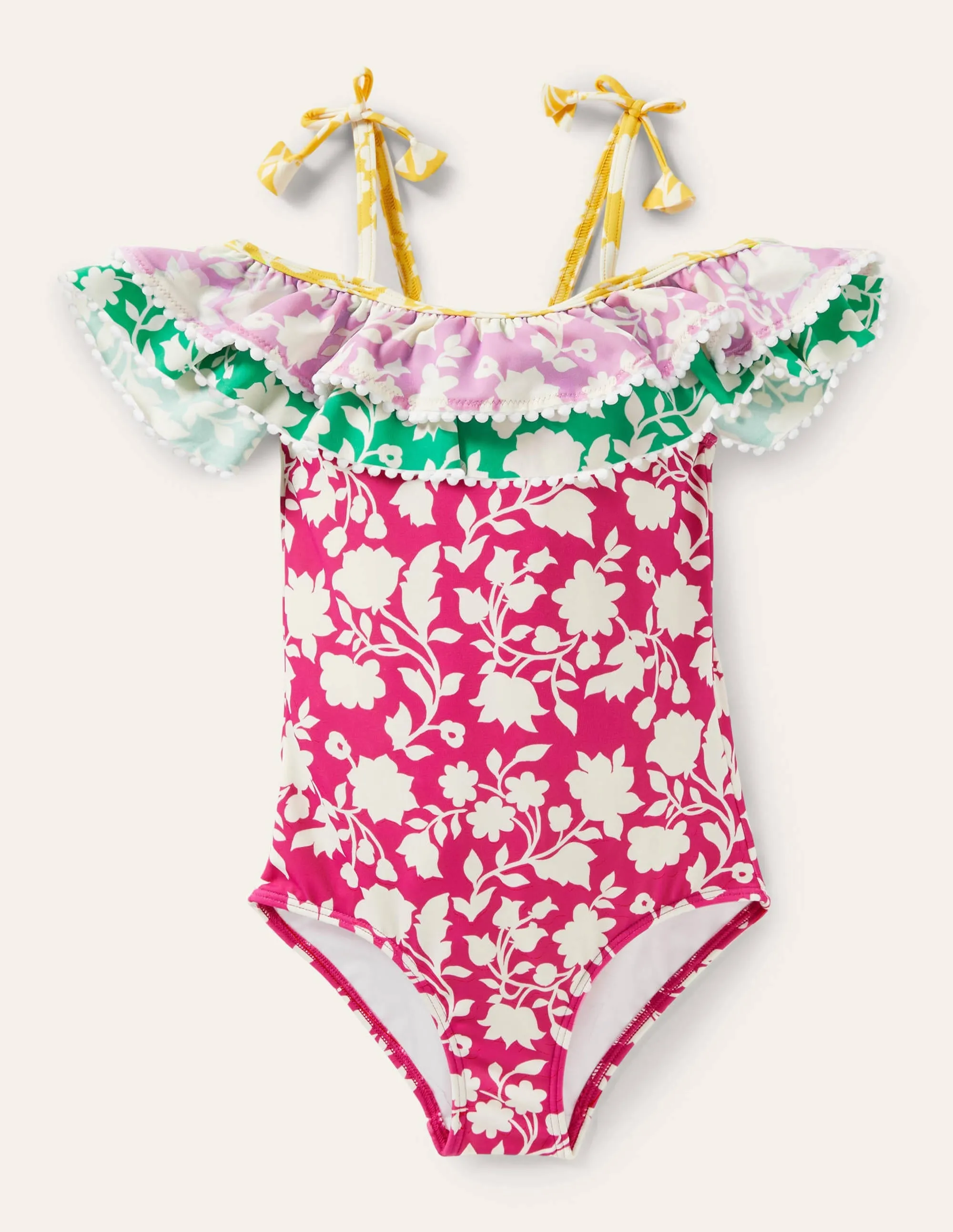 Hotchpotch Frilly Swimsuit-Very Berry Purple Paisley