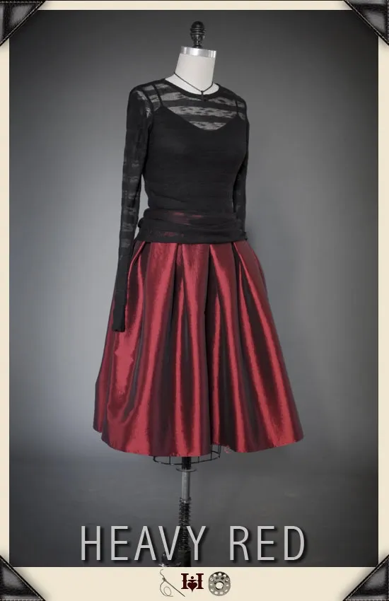 Jeweled Perception Red Taffeta Skirt