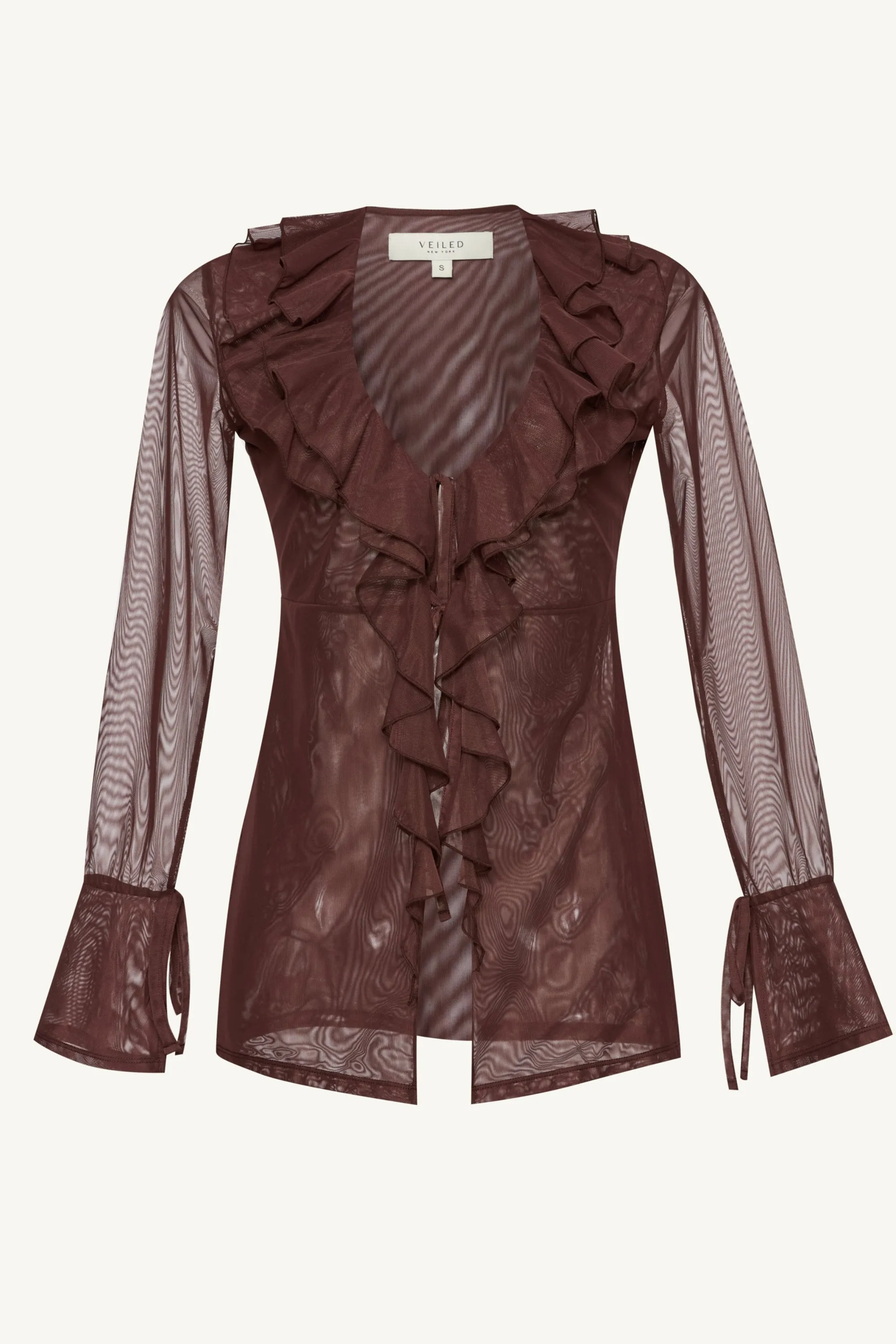 Jida Ruffle Tie Front Top - Espresso