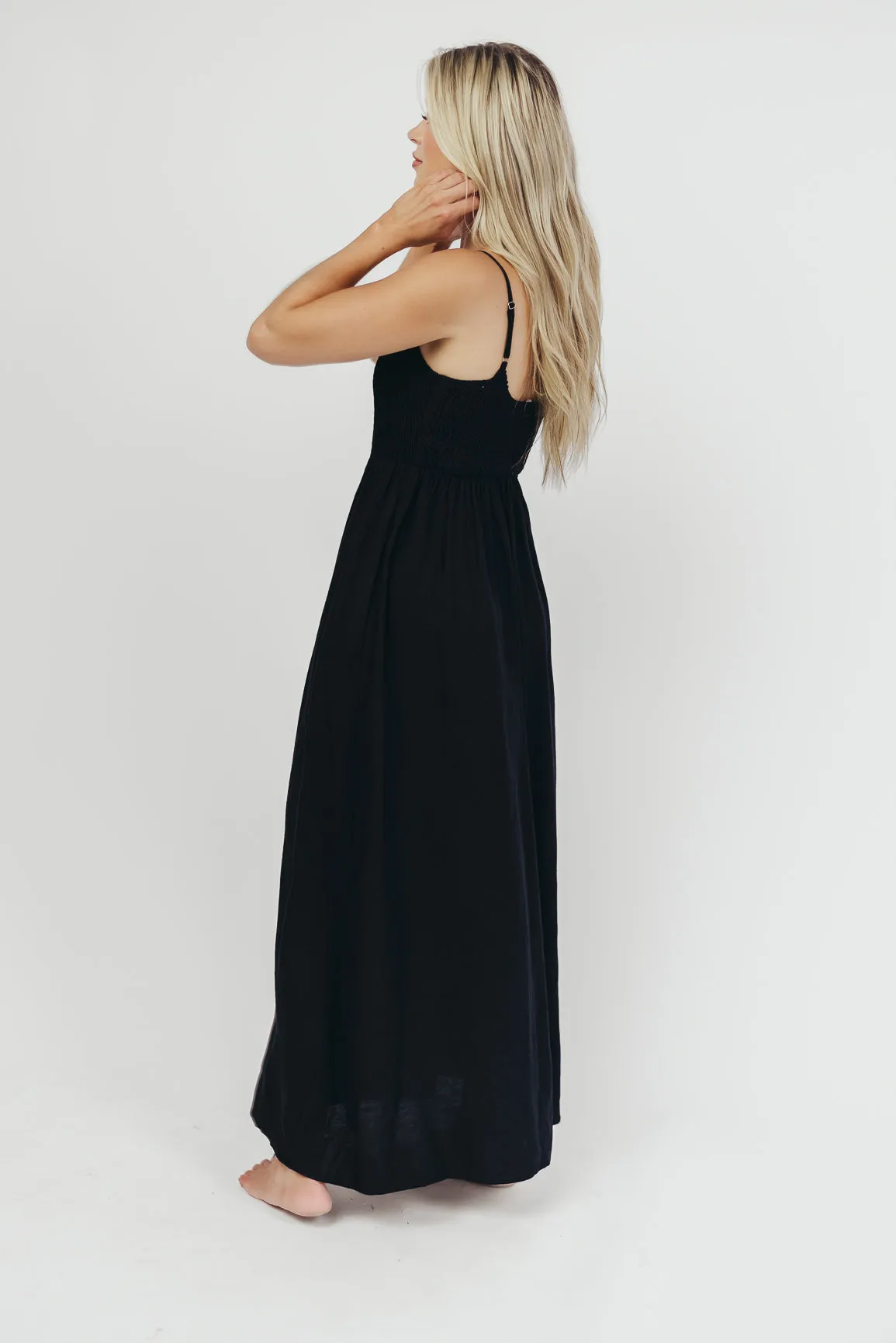 Josefina Smocked Maxi Dress in Black - Bump Friendly