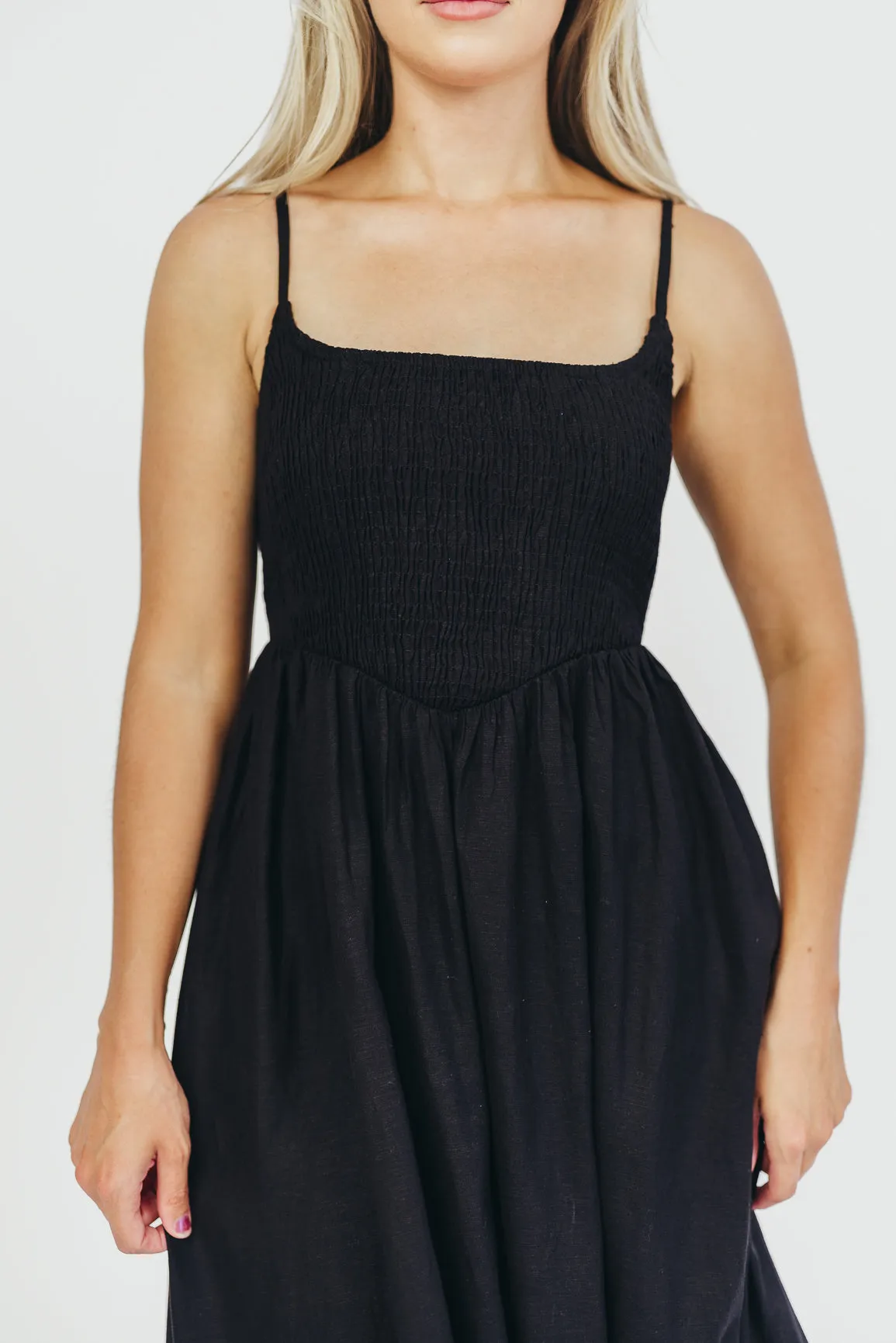Josefina Smocked Maxi Dress in Black - Bump Friendly