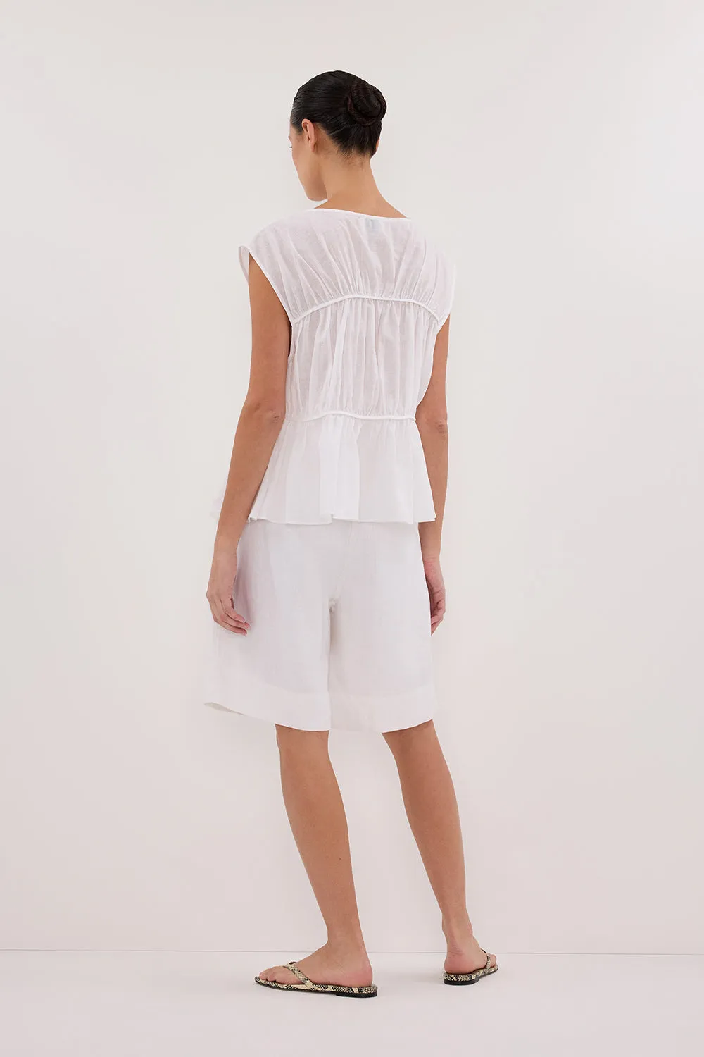 KAYLA WHITE LINEN BERMUDA SHORT