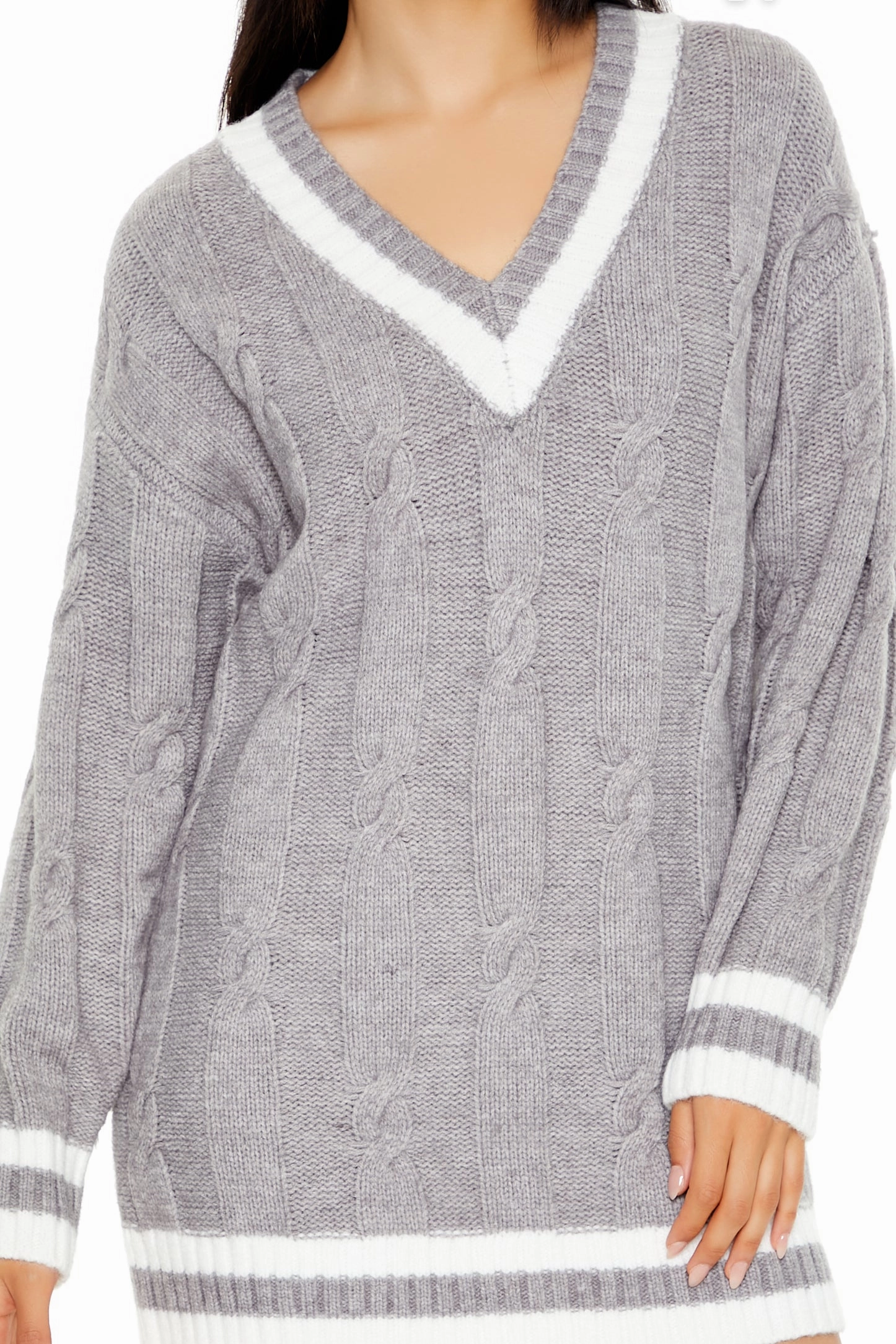 Knitwear Dress - Grey/White
